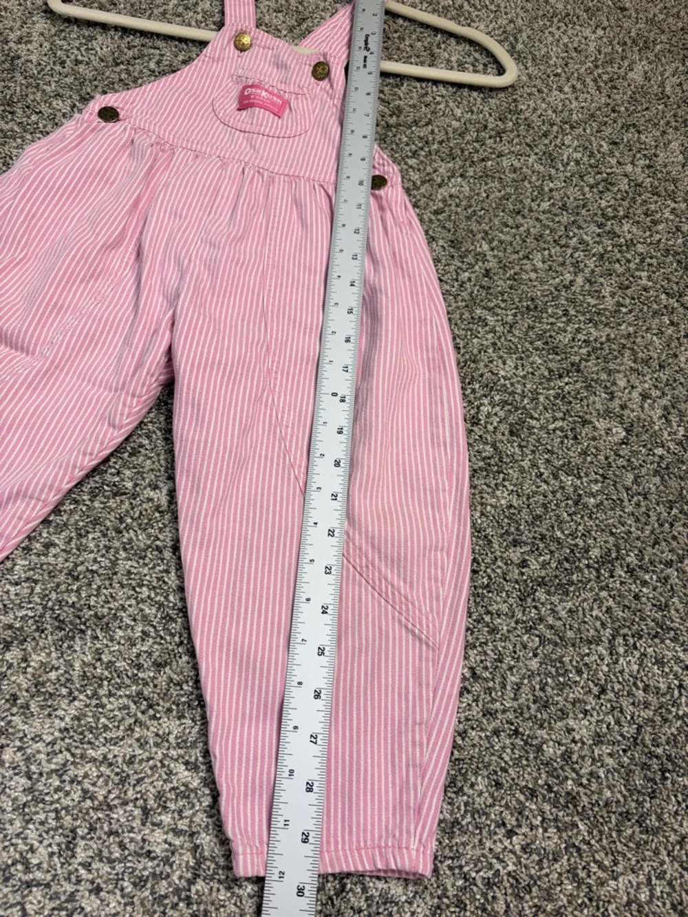 Vintage OshKosh B'gosh Pink Pinstripe Girl’s Size 4T Vestbak Denim Overalls